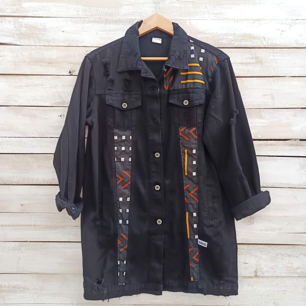 Chaqueta Vaquera Larga Negra Wax08 - Imagen 3