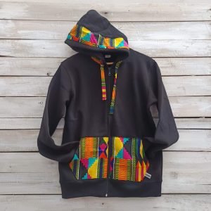 Sudadera con cremallera negra wax18