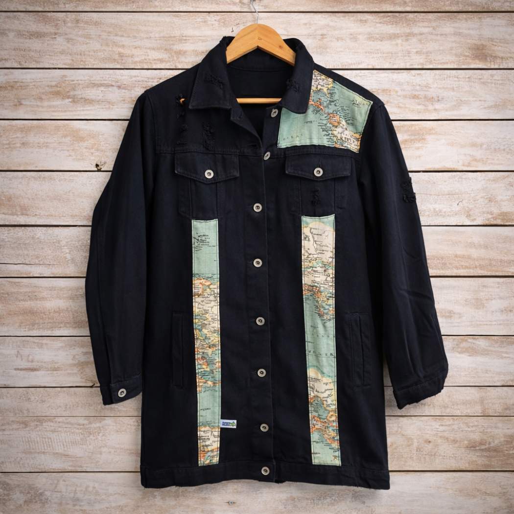 Chaqueta Vaquera negra mapamundi - Imagen 3